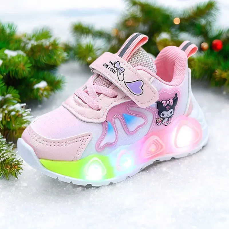 

Kids Girls Shoes Led Lights Children Sneakers Girls Casual Sport Shoes Baby Anti-slip Pink Purple Cartoon Shoes Size 21-30