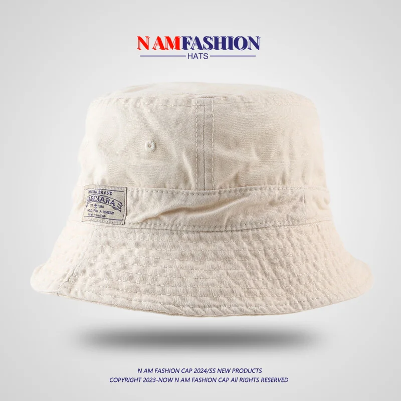 Caramel Bucket Hat Men's and Women's Summer Short Brim Letter Patch Bucket Hat Cotton Bucket Hat Men's