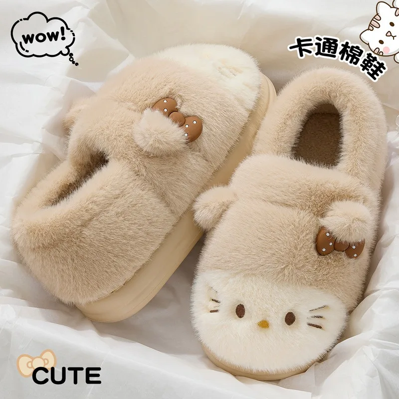 Cartoon Slippers Autumn Winter Warm Cotton Shoes Home Slippers Thick Non-Slip Cotton Slippers