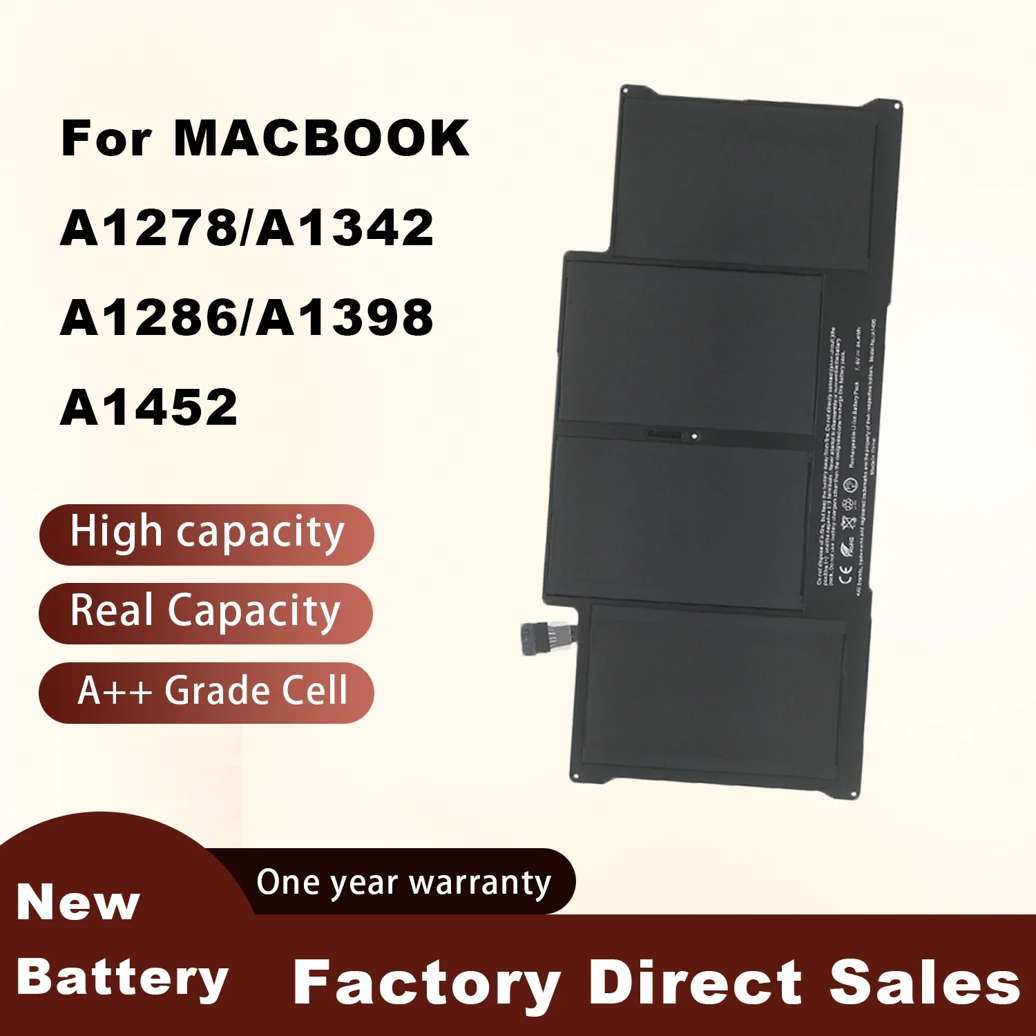 

New Laptop Battery For Macbook Pro 13'' 15'' A1278 A1342 A1286 A1382 A1417 A1437 A1494 A1681 A1398 A1452 A1321 A1322 A1331