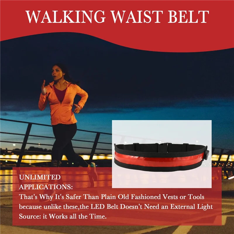 AliExpress A44M Night Running Waterproof Warning Light Rechargeable LED Reflective Belt Reflective Running Gear,Cycling Waist Belt