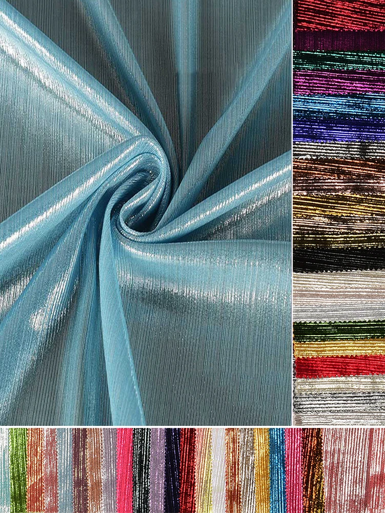 Strips Spandex Bronzing Fabric Bright Colorful Striped Stage Clothing Beauty Strip Knitted Stretch Clothing DIY Fabric