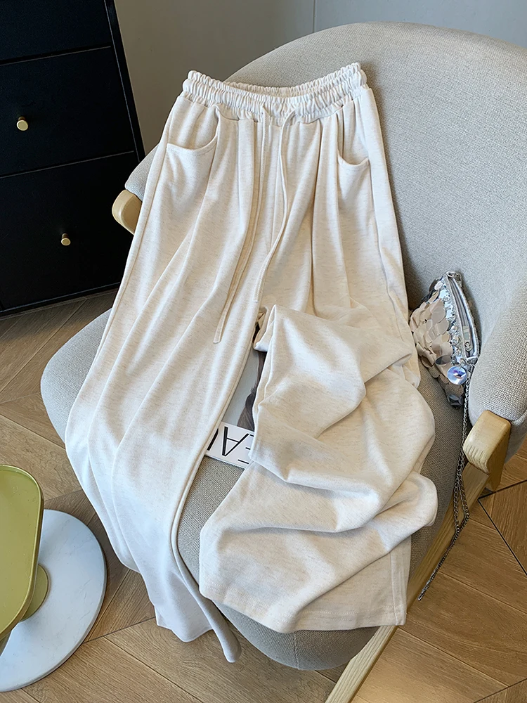 Wide Leg Pants Women Autumn Glutinous Rice Pants Loose Lazy Casual High Waist Trousers Korean Streetwear Straight Pants