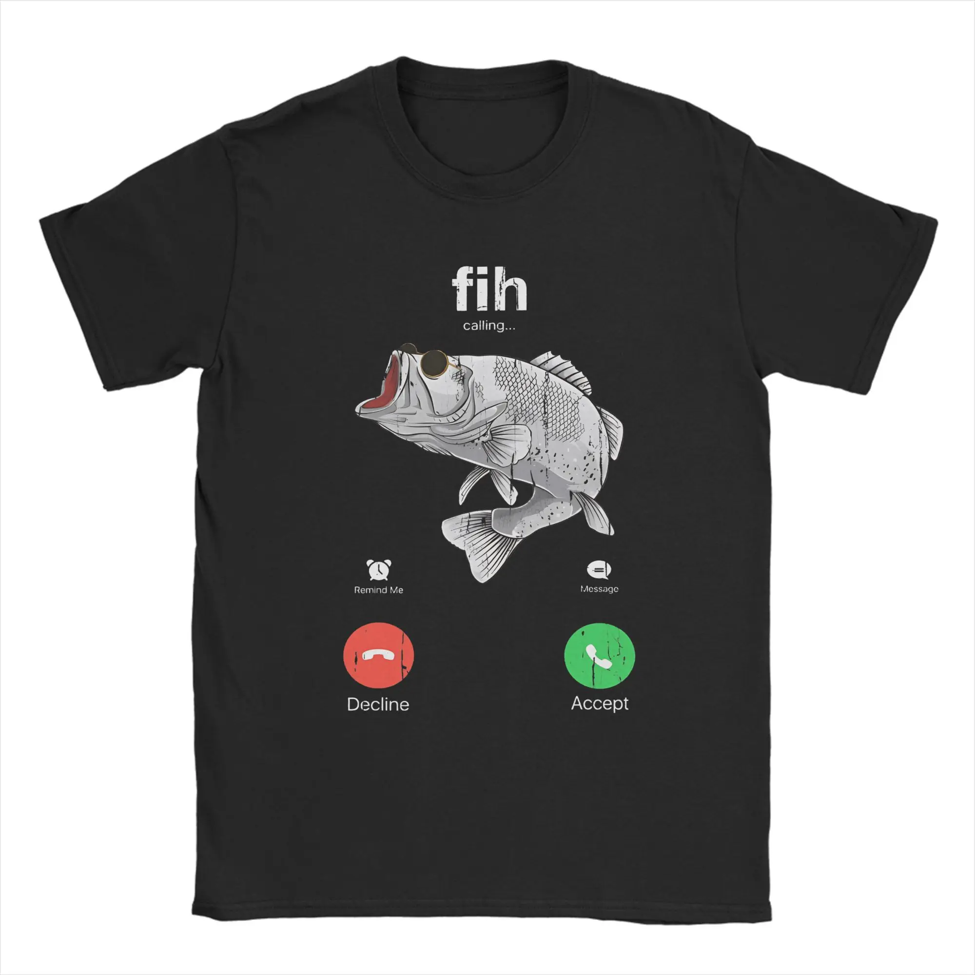 Fih Calling Funny Fish T Shirt Beach Harajuku T-Shirts Men Cotton O-Neck Oversized Top Tees Short Sleeves Vintage Tshirt