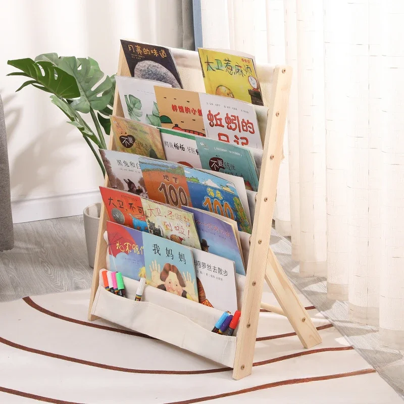 Children's Floor-to-ceiling Solid Wood Picture Book Shelf for Infants' Home Simple Kindergarten Reading Shelf