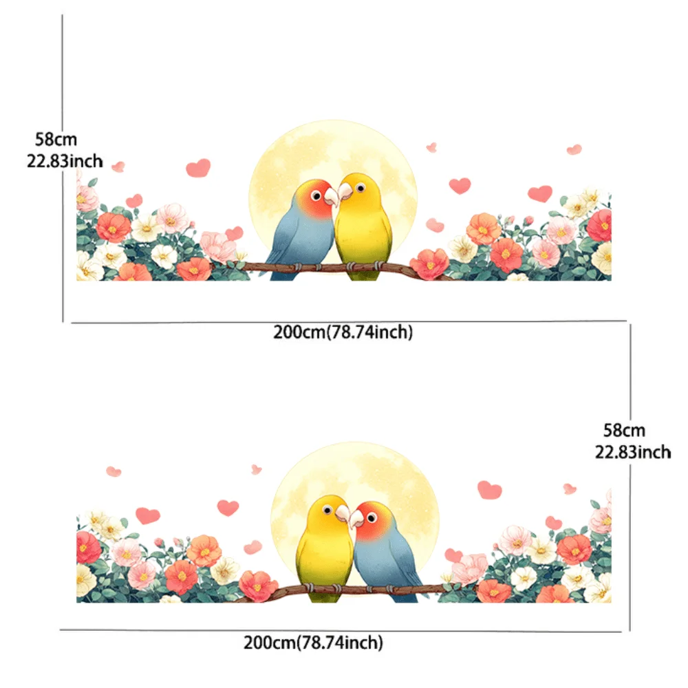 2PCS Full body decal of two sweet love birds on a branch of a full moon; scratch-resistant car decal; waterproof. car vinyl wrap