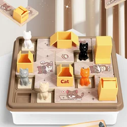 Doofunle Kinder Bildung Lernspielzeug Katze Express Box Brettspiel Puzzle Logikspiel IQ Training Räumliche Planung Tierthema