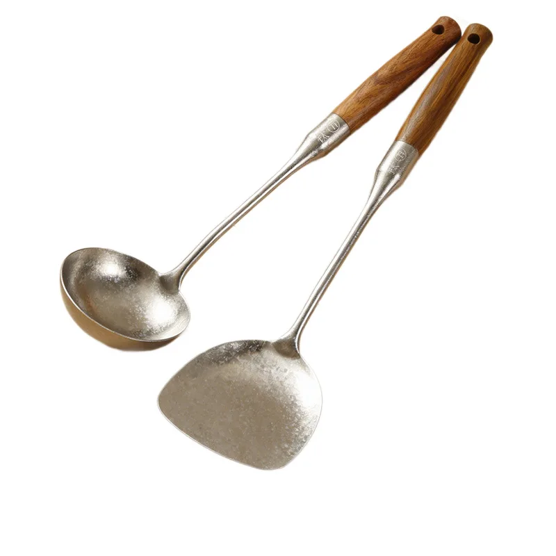 

DSA home kitchen pure titanium spatula spoon home cooking non-stick kitchen utensils anti-scalding solid wood handle