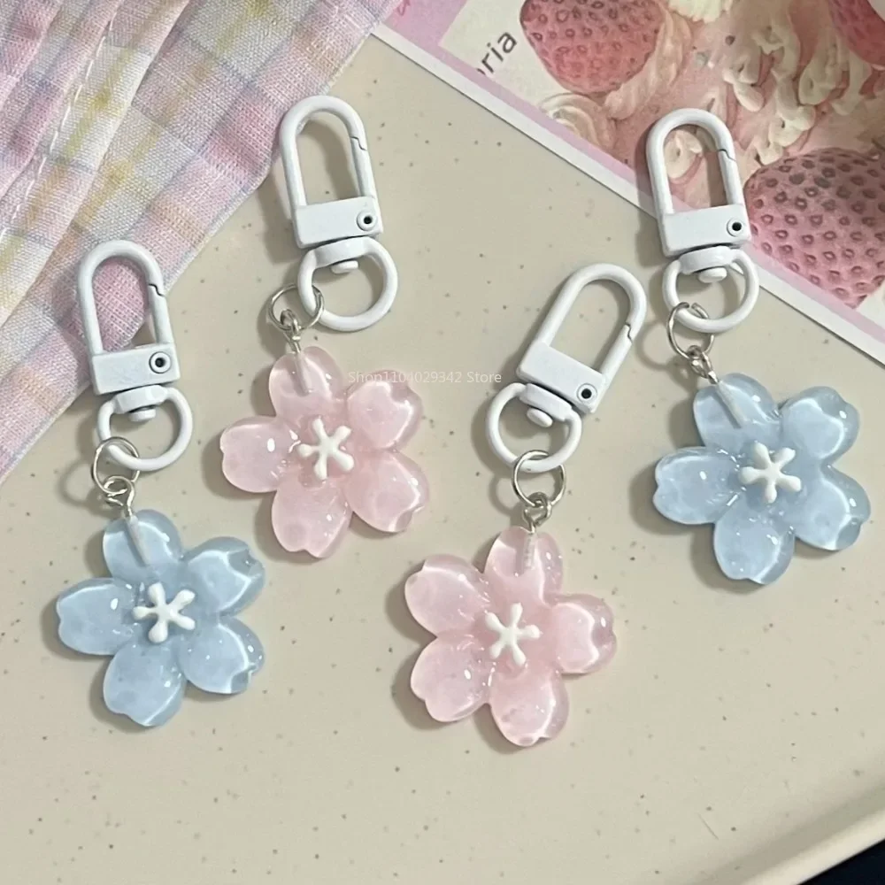 

1PC Mobile Phone Straps Lovely Flower Keyring Sweet Jelly Color Sakura Keychain Pendant Cute Fashion Backpack Hanging Ornaments