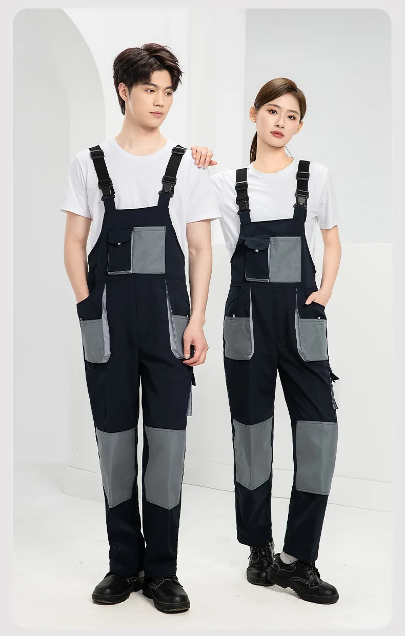 2025 스트랩 팬츠, 입체적인 대형 포켓 작업복, 컬러 블록 멀티 포켓 작업 바지, 노동 보호 의류