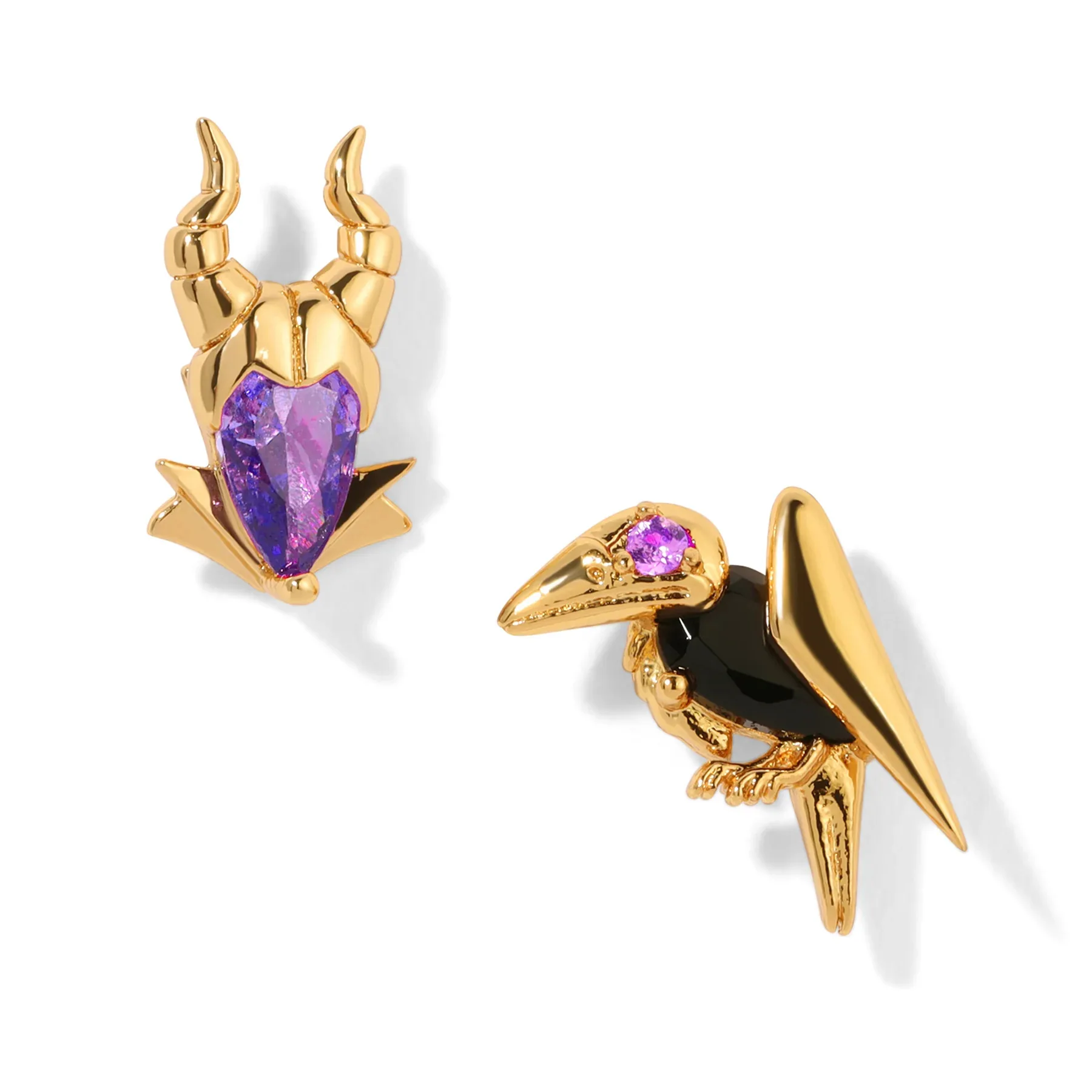 Halloween Gold Color Inlaid Multi-color Zircon Crown Witch, Red Zircon Pumpkin Earrings Crown Witch, Red Zircon Pumpkin Earrings