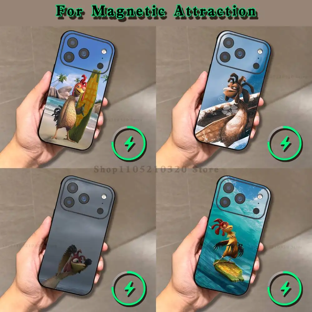 

Chicken J-Joe Surf Phone Case For iPhone 16,15,14,17,13,12,11,Pro,Max,Plus,E,Air,Mini Magnetic Frosted Black