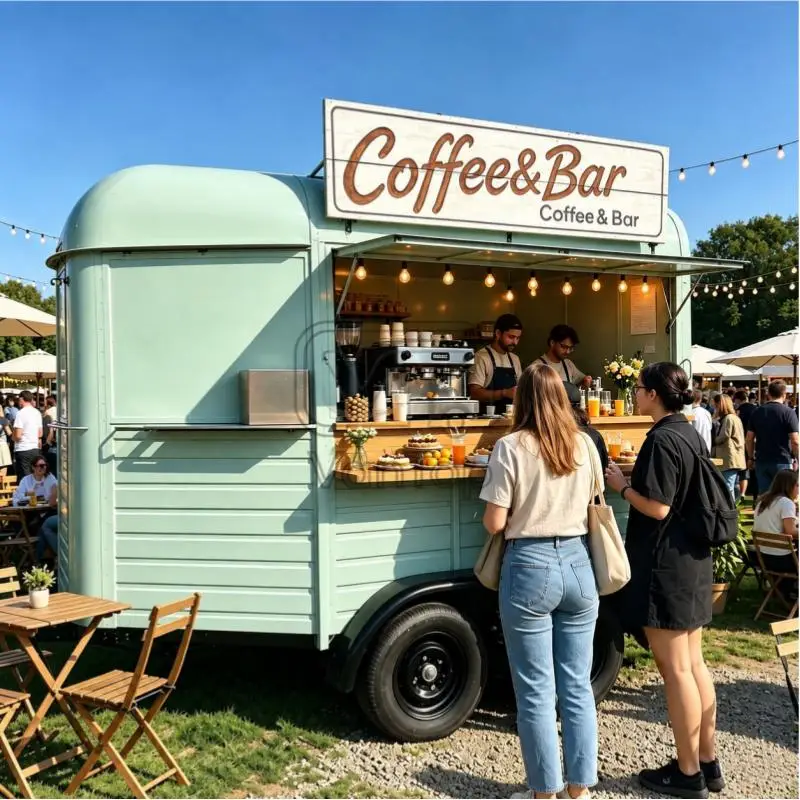 Retro Food Trailer for Street Mobile Vending Trailer Custom Food Kitchen Concession Trailer for Coffee Dessert Catering