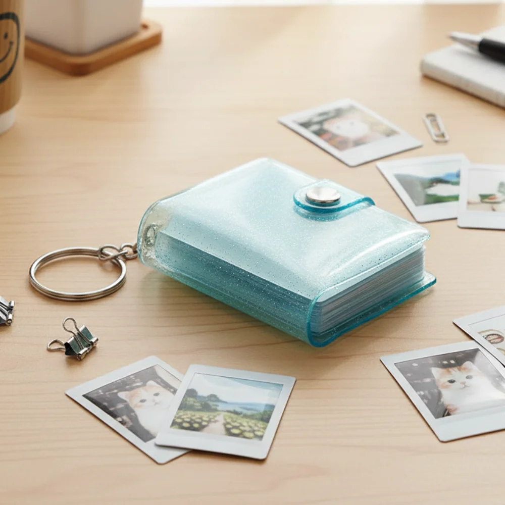 Mini Photo Albums Receipt Holder Stationery Portable Key Chain Jewelry 2 Inch For Photos Cards Photo Holder Bag Part Accessories