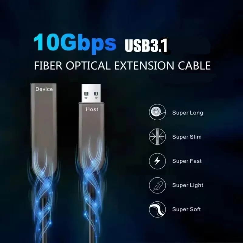 USB Fiber Optical USB 3.1 Extension Cable 10Gbps Compatible with USB2.0 for HDD Enclosure Digital Camera Keyboards 5m 10m 15m