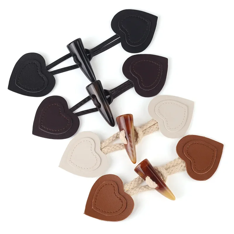 

3pcs Leather Sew-On Toggle Resin Horn Buttons Closures for Coat Sweater Garment Accessories Fastener Toggle Buckle