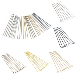 200Pcs/Lot 16-50mm Heads Eye Flat Head Pin Gold Plated Ball Head Pins for Jewelry Findings Making Accessories Supplies