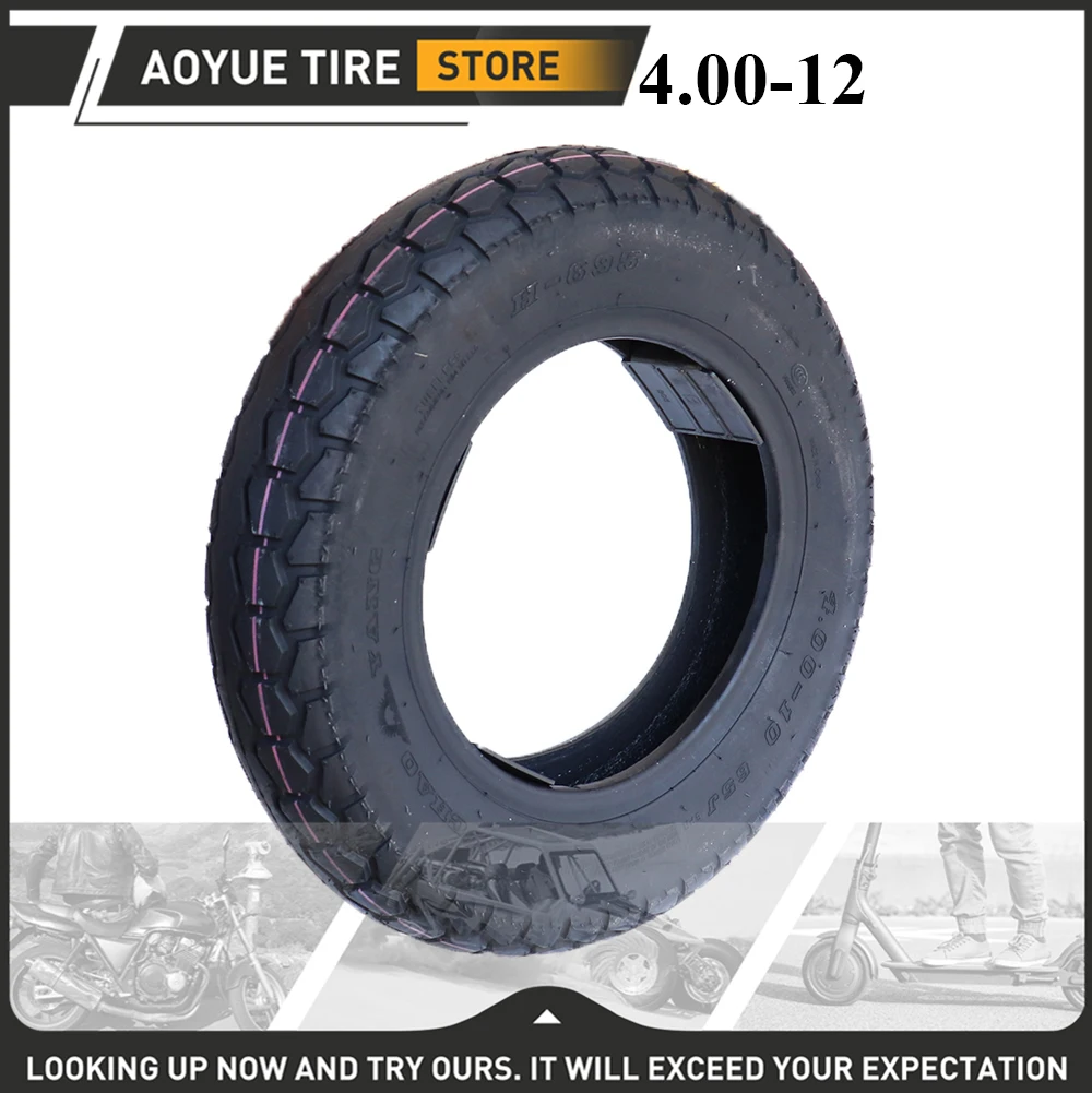 4.00-12 400-12 Tyre 4.00/400-12 Outer Tubeless Vacuum Tire for Electric Scooter Wheelbarrow Tricycle Bikes Enhanced