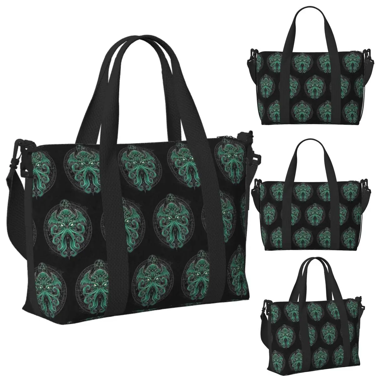 

Custom Lovecraft Great Cthulhu Beach Travel Bag Large Capacity Tote Bags for Gym Sport Women Shopping Duffle Shoulder Bag