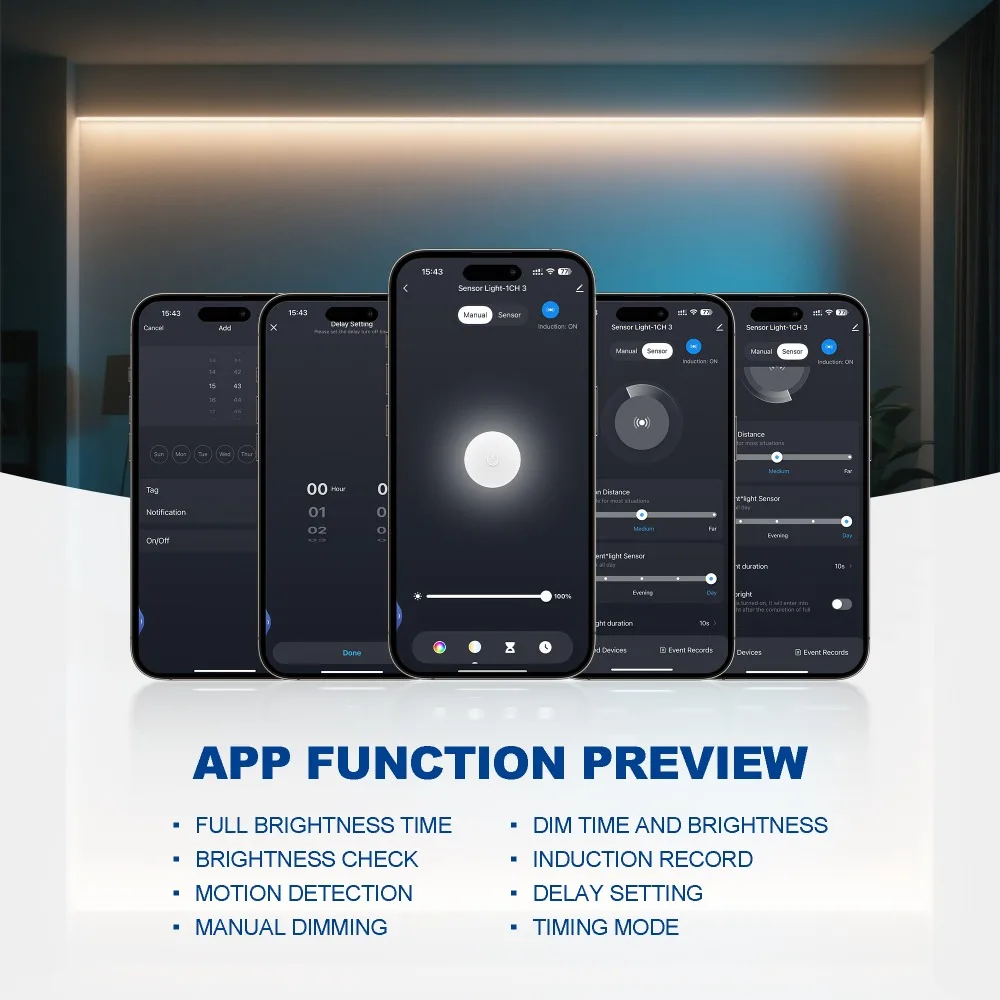 12 فولت COB LED قطاع ضوء الكثافة شريط مرن أضواء الشريط تويا الحياة الذكية واي فاي التحكم PIR الاستشعار غرفة ديكور ل أليكسا جوجل