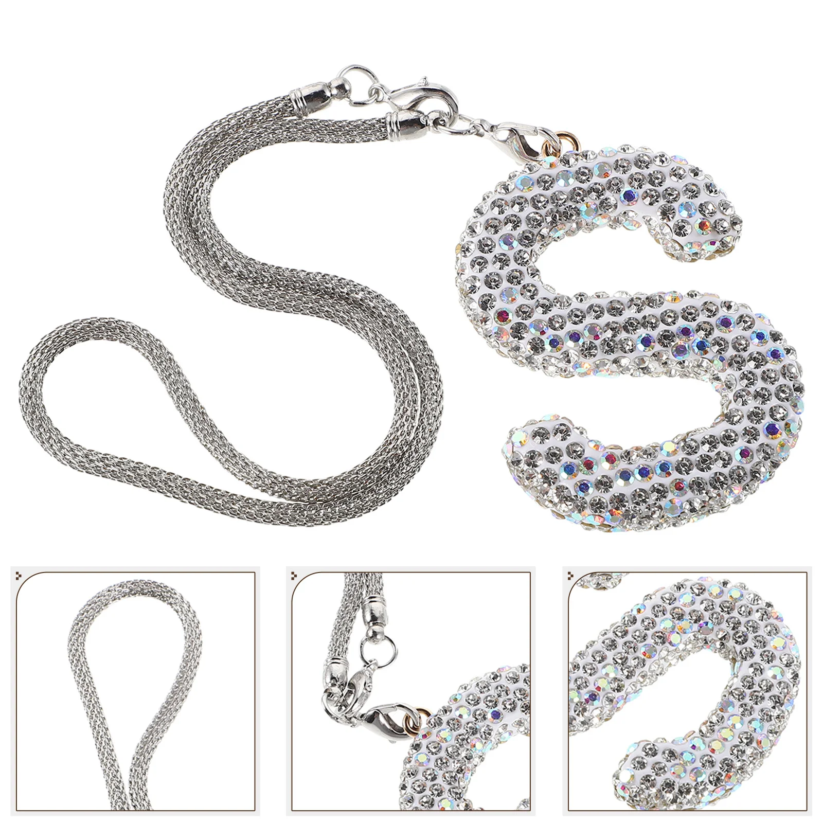 

Letter Car Rearview Mirror Pendant Handmade Ceramic Clay Rhinestone Crystal Car Interior Hanging Decoration Charm