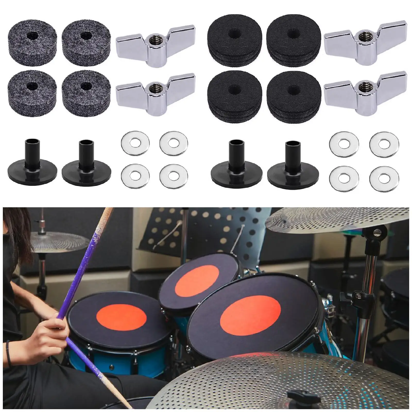 Multi Pack Cymbal Stand Felts Drum Accessories Pads Nut Washer Replacement Kit for Percussion Use