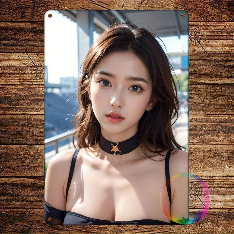 Puldela Retro Asian Woman Portrait Metal Tin Sign Farmhouse Wall Decor for Home Bar Cafe Office