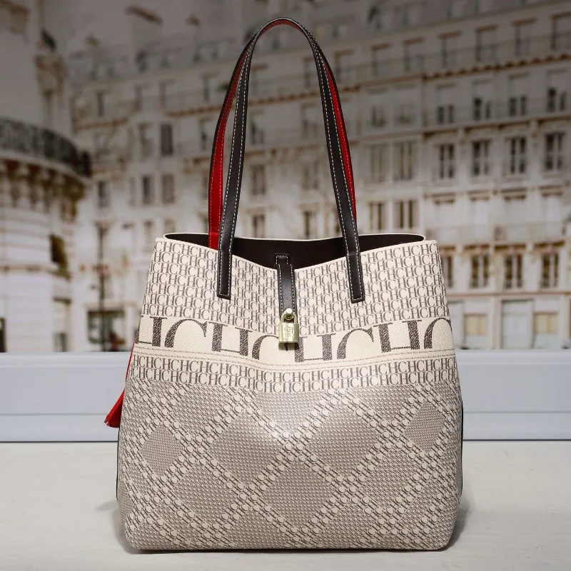 

2025 Summer New Fashion Trendy European American Retro Bucket Bag Full English Print Large Capacity Women Handbag Daily Use