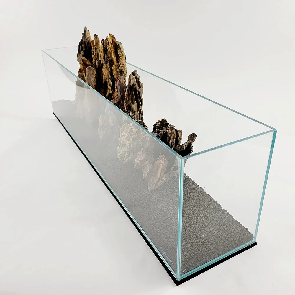 16 Gallon Clear Glass Bookshelf Aquarium Low Iron Glass LED Lighting Mechanical Filtration System Aquatic Life Support