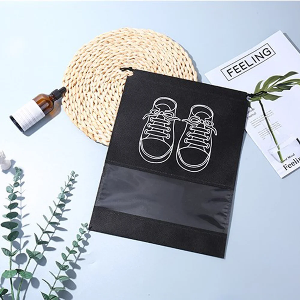 Shoe Storage Bag Non-woven Dust-proof Shoe Bag Dust Covers Non-Woven Dustproof Drawstring Clear Storage Bag Drying Shoes Protect