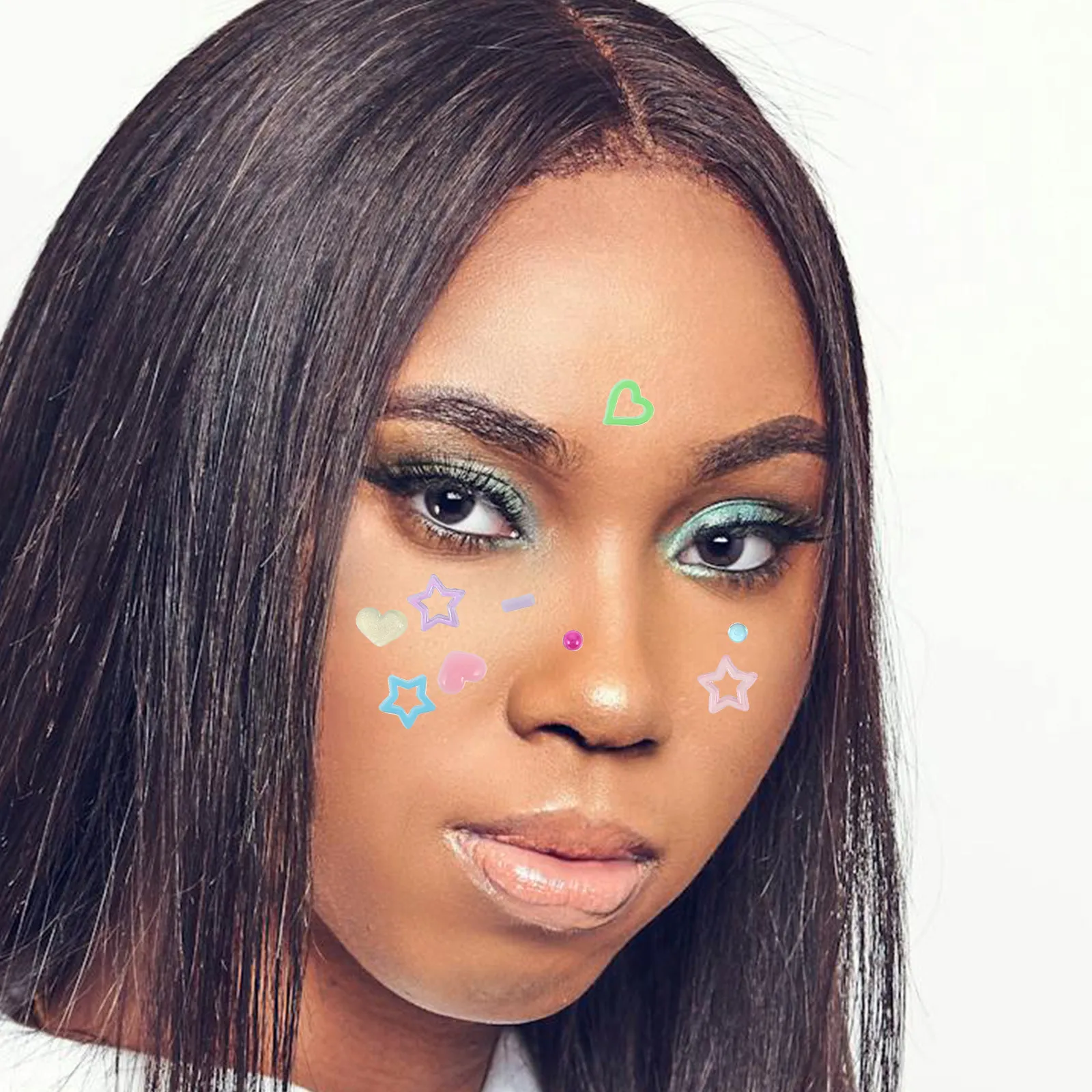 10Sheets Rhinestone Face Gems Stickers Makeup Patches Decorative Facial Jewels Easy Apply Remove Lasting Hold Versatile Festival