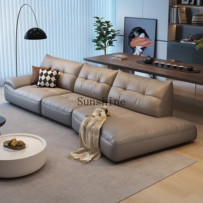 Modern simple first-layer cowhide sofa living room corner special-shaped sofa