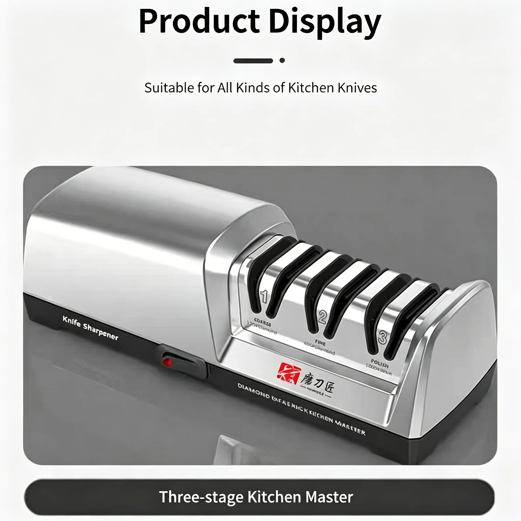 TG2302 Professional 3 Stage Electric Knife Sharpener 15 Degree Angle Kitchen Knives Sharpening Polishing System for Chef Home Ki