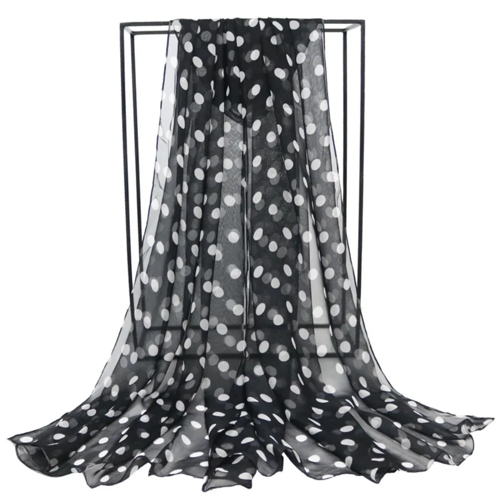 Sjaal Zomer Zonnebrandcrème Hoofd Wraps Halsdoek Chiffon Sjaal Hoofdband Zijden Sjaal Polka Dot Sjaal Dames Dames Sjaals