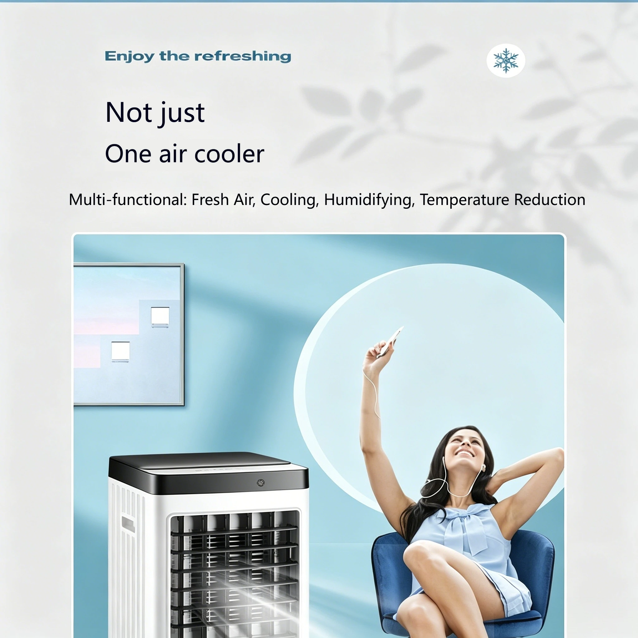 Portable Evaporative Air Cooler 10L Water Tank 3-in-1 Cooling Fan Humidifier with Remote Control for Home Office Room
