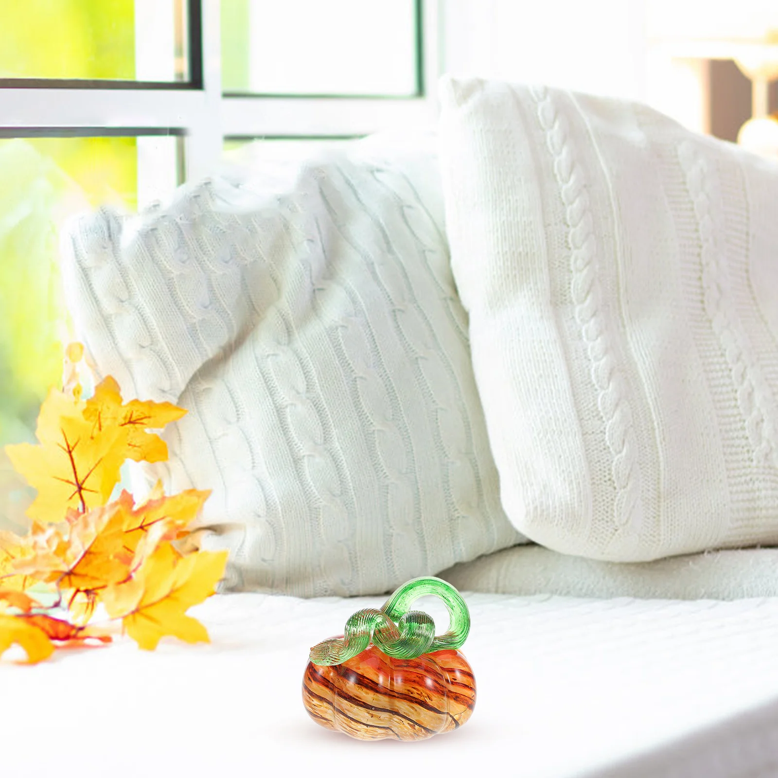 

80mm Glass Pumpkin Orange Amber Thanksgiving Blown Fireplace Decor Halloween Table Decoration Pumpkin Figurine