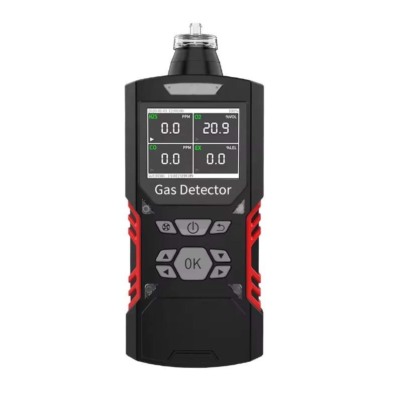 Portable Air 4 In 1 Gas Detector Safety Micro Clamp Gas Monitor (H2S O2 CO Ex) Pump Type Color Display