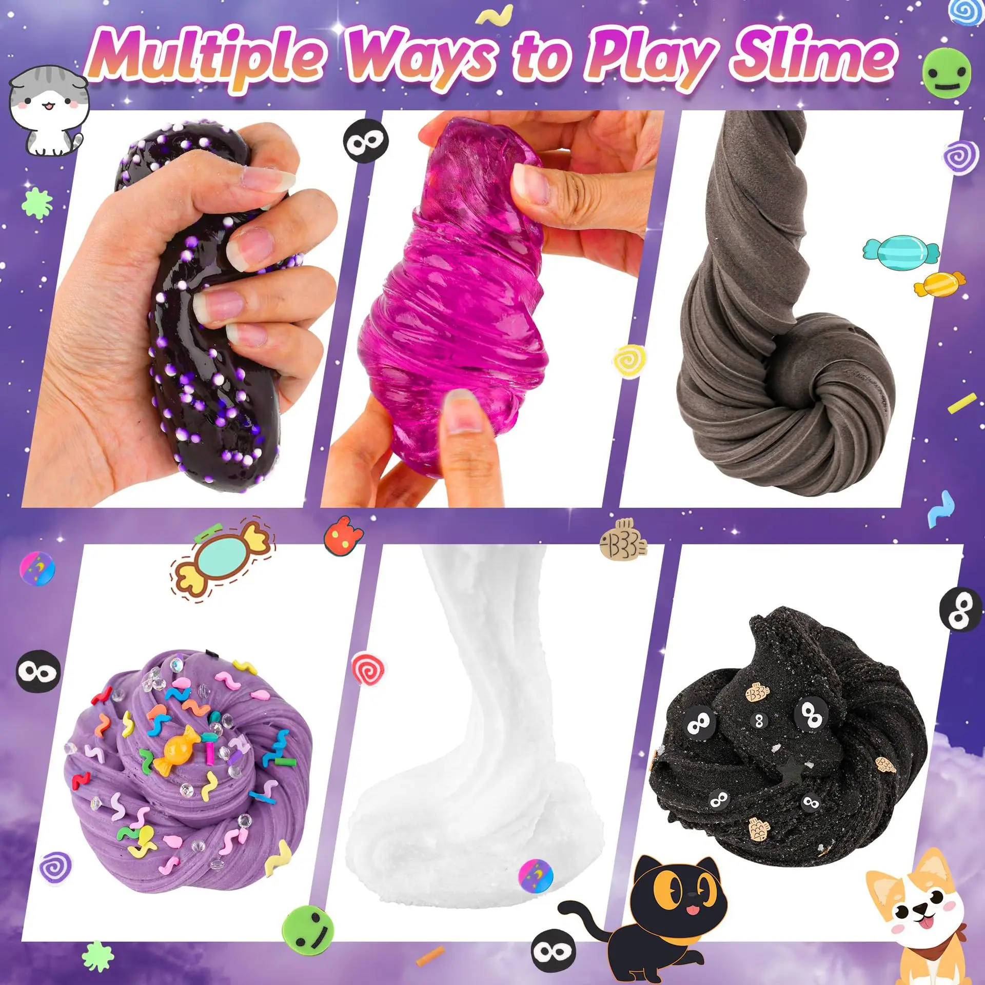 Fluffy Slime Kit Butter Cloud Foam Crystal Putty Non Sticky Sensory Stress Relief DIY Toys For Kids Party Favors Birthday Gift