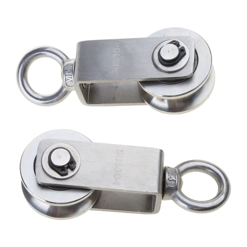 2pcs ที่มีประสิทธิภาพรอกหมุน Antideformation Pulley ลูกกลิ้งบล็อกสำหรับการใช้งานต่างๆปลอดภัยโหลดความจุ