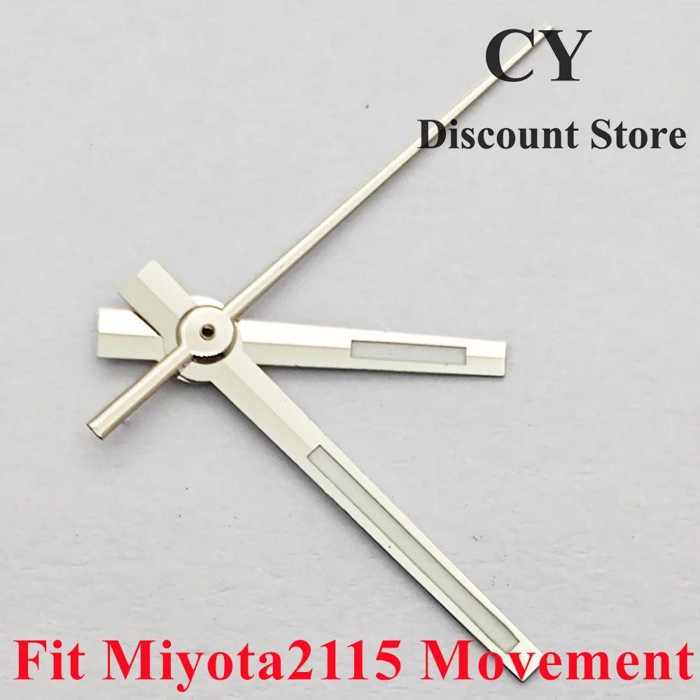 RICHUS Miyota2115 Uhrzeiger, grün leuchtende Uhrzeiger, silberfarben, 8 mm x 12 mm x 12,5 mm, passend für Miyota2115 Uhrwerk, Uhrenzubehörteile