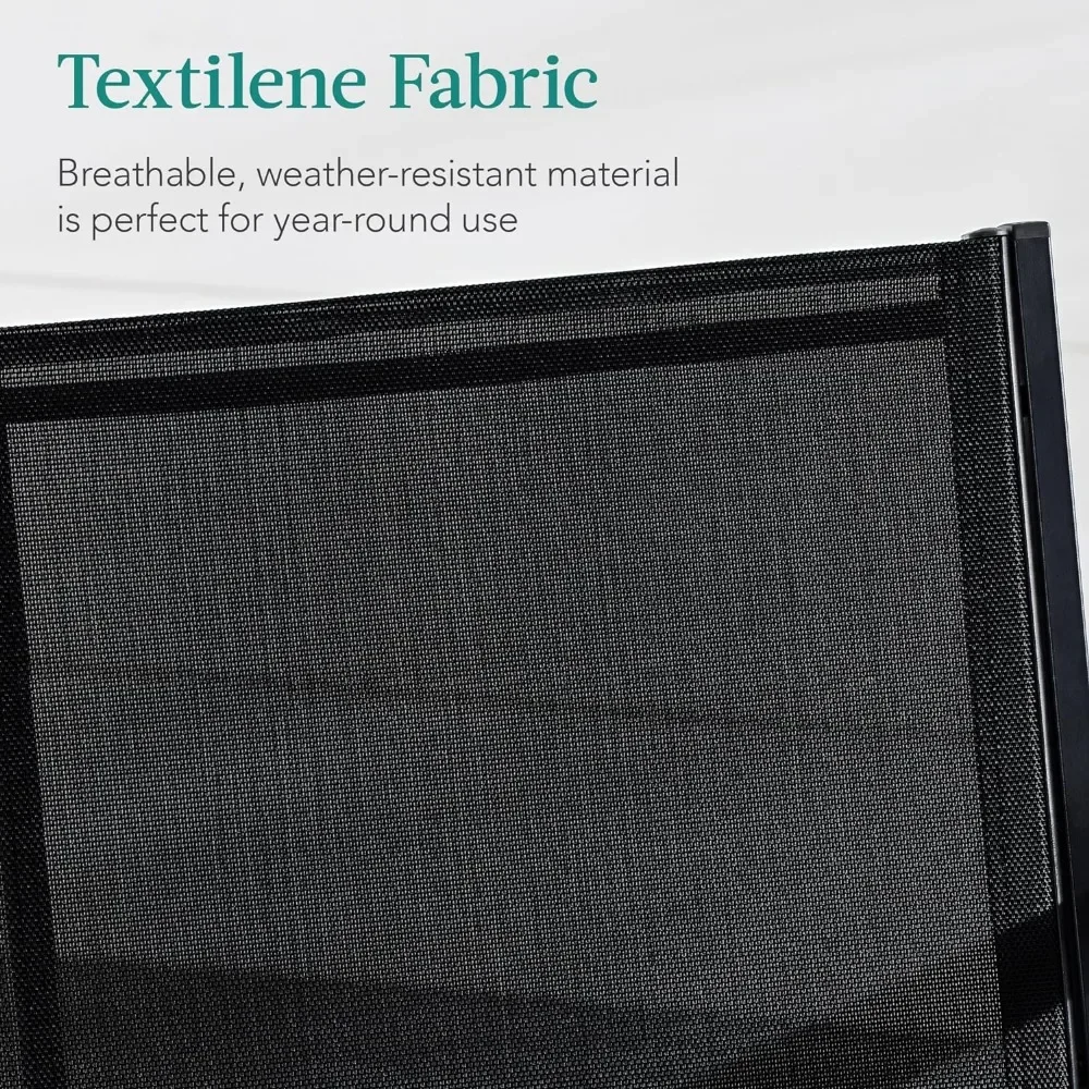 4-Piece Outdoor Textilene Patio Conversation Set, Backyard Furniture w/Loveseat, Coffee Table, Steel Frame