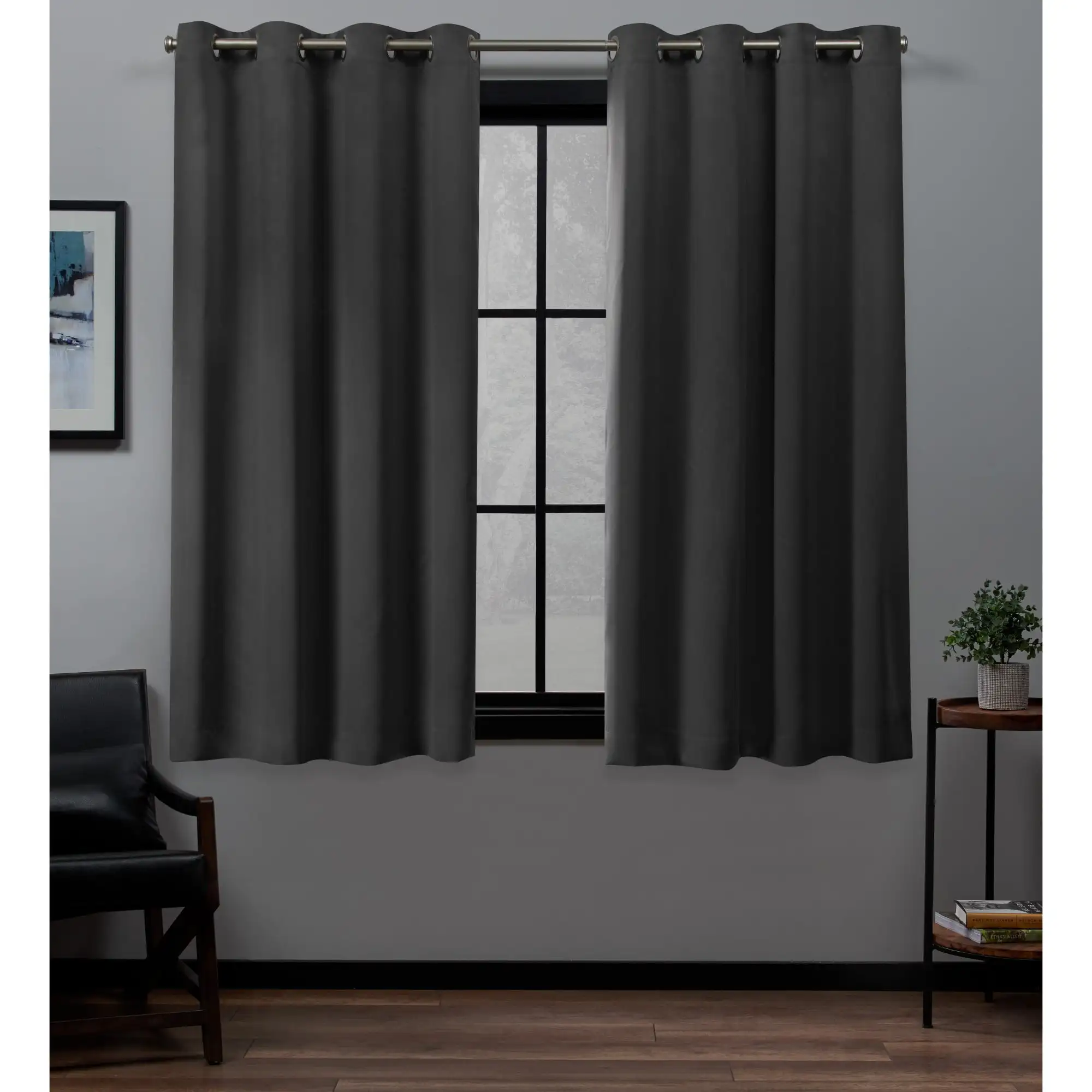 

Пара верхних штор Academy Total Blackout Grommet, 52X63, древесный уголь