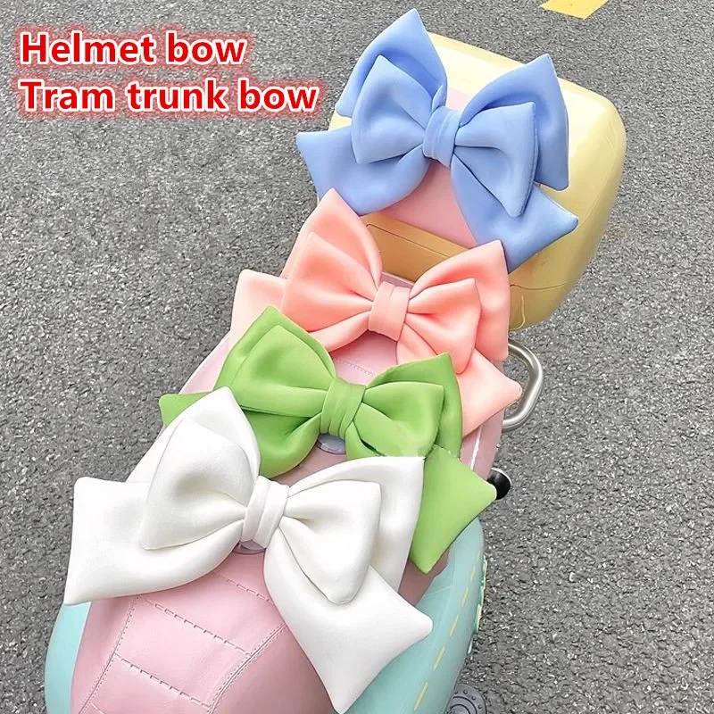 Electric Motorcycle Decoration Helmet Red Pink Blue Green Rose White Bow Helmet Decoration Scooter Motorcycle Trunk Accessories