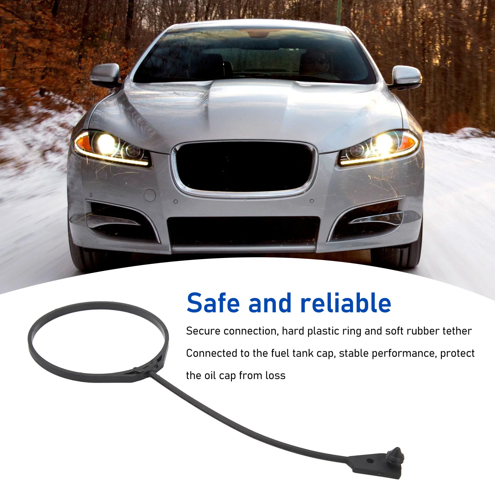 Fuel Tank Cap Retaining Strap Anti-Lost Tether Rubber Plastic Fuel Cap Line for Jaguar XF Petrol & Diesel 2008-2015