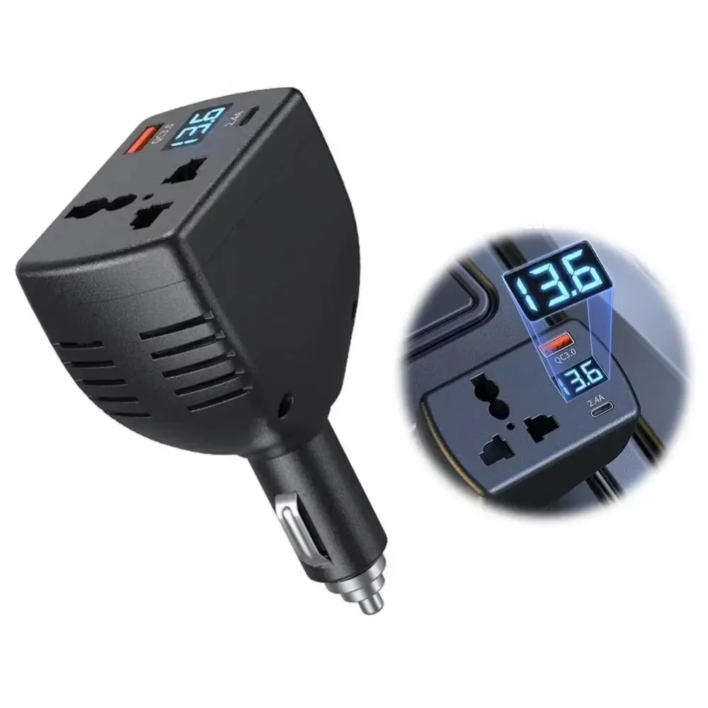 150W Output Power Inverter 110V/220V AC Output 12V/24V DC Input Voltage Converter Digital Display Car Inverter Auto Power