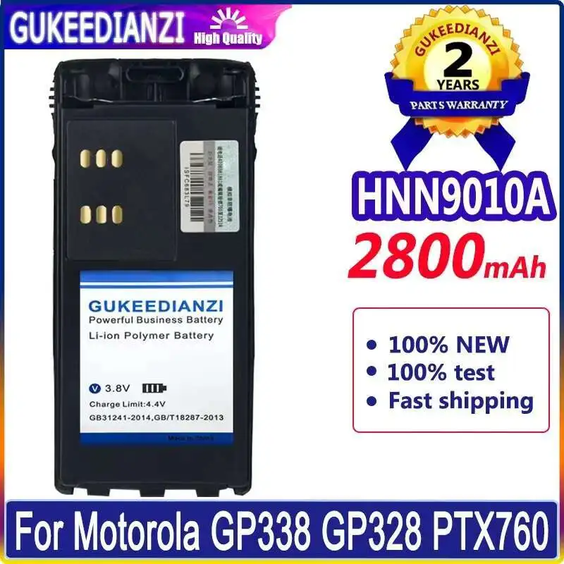 

GUKEEDIANZI Battery HNN9010A 2800mAh For Motorola GP338 GP328 PTX760 walkie-talkie explosion + Batteries Warranty