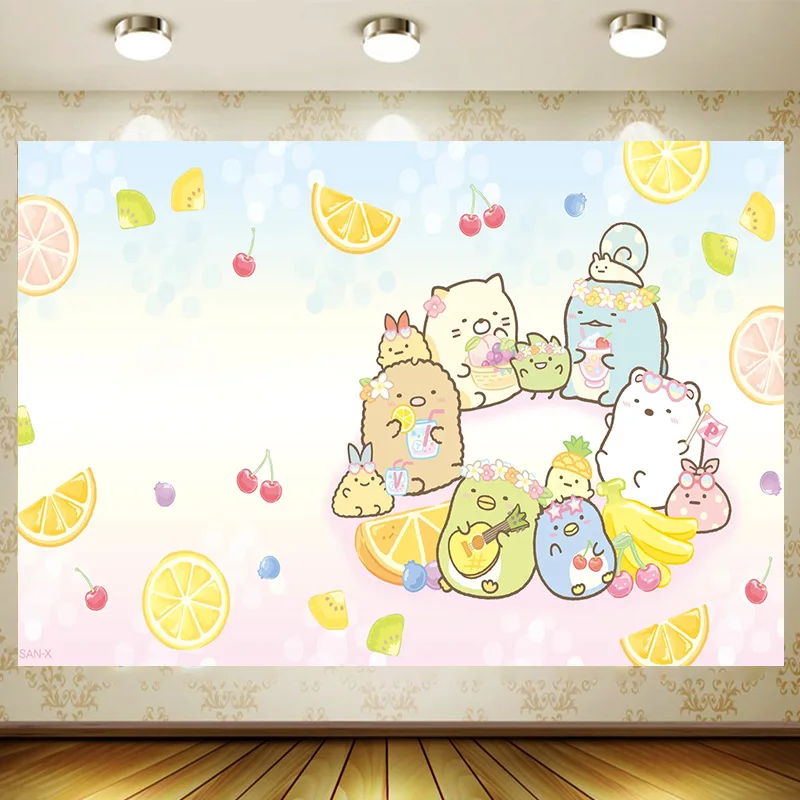 Sumikko Gurashi гер tło artykuły urodzinowe dziewczyna chłopiec baner imprezowy dziecko kreskówka dekoracja tło fotografia Baby shower