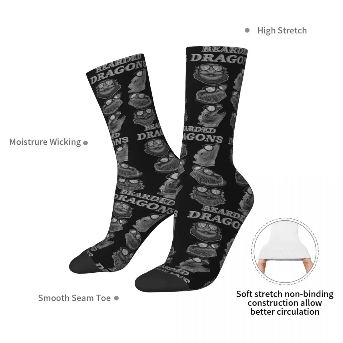 Bearded Dragons Socks Harajuku Super Soft Stockings All Season Long Socks Accessories for Man's Woman's Christmas Gifts