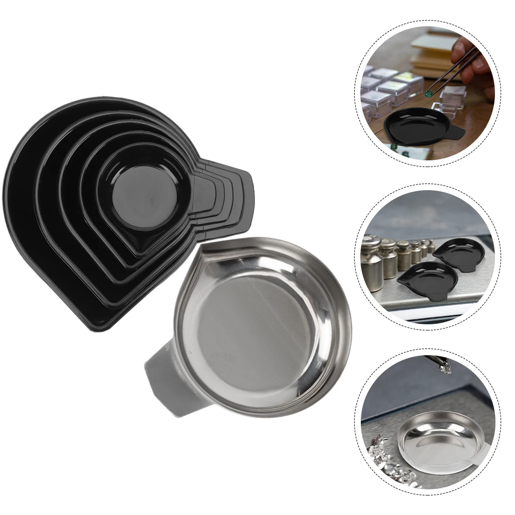 

6pcs Electronic Scale Tray Stainless Steel Kitchen Weight Measuring Powder Spill Resistant Digital Scales Accessories