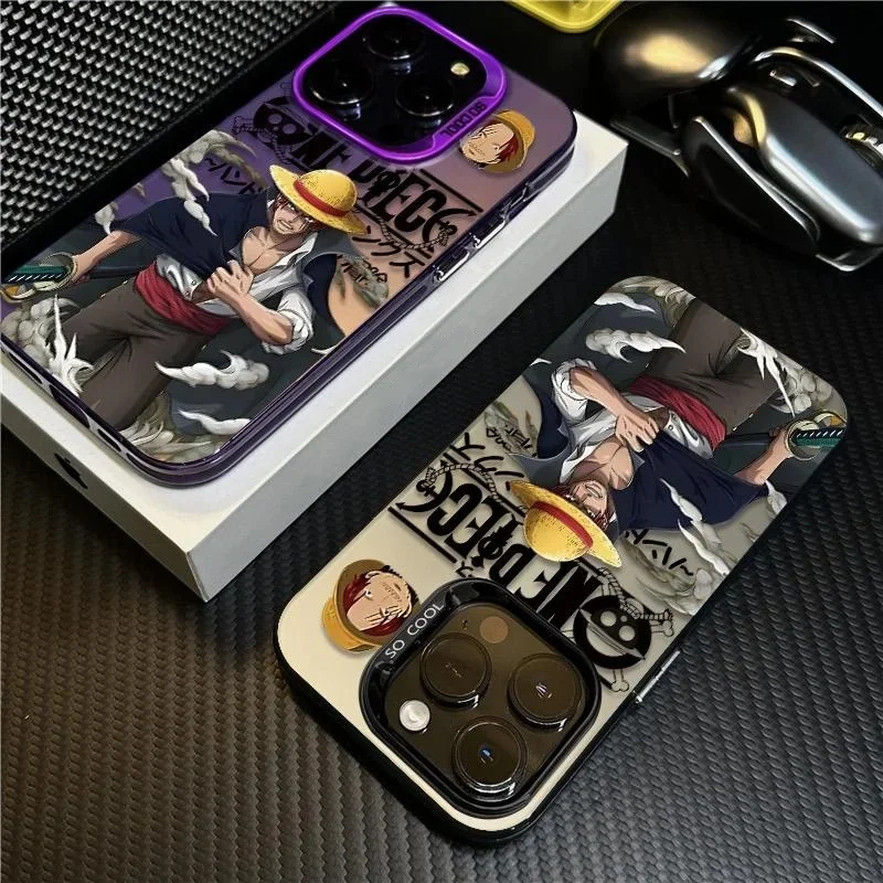 Funda de Teléfono Anime One Piece Shanks para iPhone 11 12 13 14 15 16 17 Pro Max Plus, Carcasa Antigolpes con Diseño de One Piece Cabello Rojo